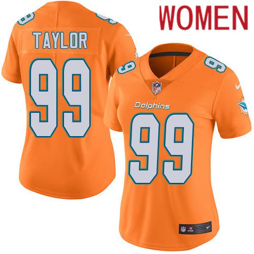 Women Miami Dolphins 99 Jason Taylor Nike Orange Vapor Limited Rush NFL Jersey